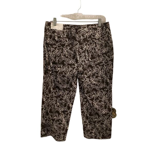 NWT Loft Ann Pants in Brown with White Floral Design - Size 10 - Picture 2 of 7